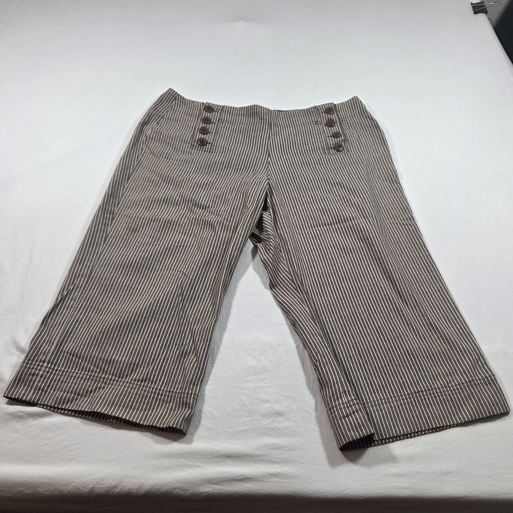 Bamboo Traders Capri Wide Leg Low Waist  Chocolate and Cream Striped